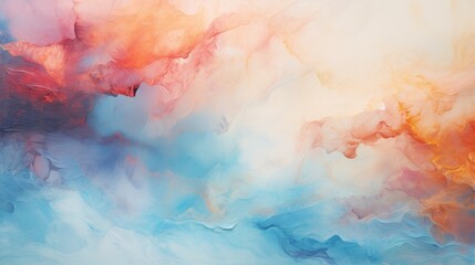 The image is a watercolor painting of a sunset over the ocean