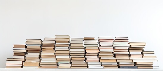 A white background with a stack of old books providing copy space image