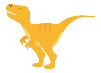 Cute orange dinosaur t-rex in flat design. Funny tyrannosaurus reptile. Vector illustration isolated.