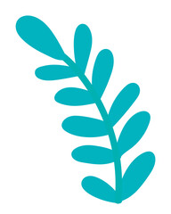 Green plant with leaves in flat design. Wildlife forest foliage branch. Vector illustration isolated.