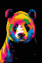 panda, animaux de la jungle, pop art, coloré, fun