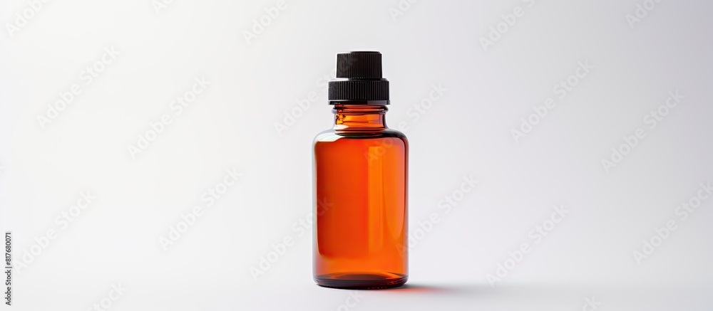 Poster a bottle of medicine is shown in isolation on a white background with ample copy space