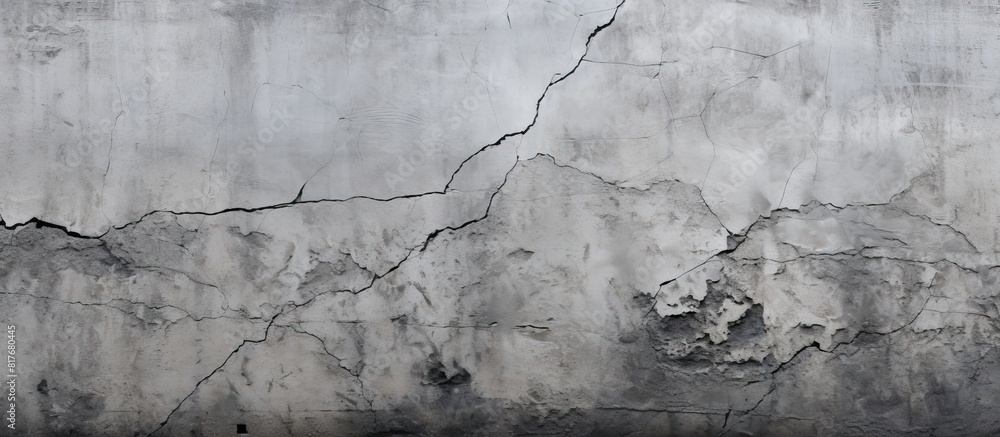 Aufkleber An image of aged concrete walls with cracks and a detailed texture resembling gray cement is presented as a copy space image