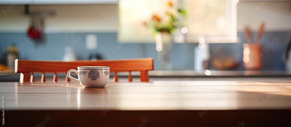Poster a kitchen table with a blurred background serves as a copy space image