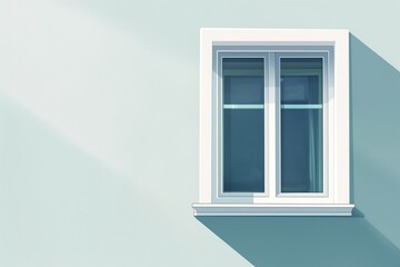 Obraz premium Contemporary minimalist architectural window design illustration with modern clean lines and cool tones. Showcasing simplicity and elegance in interior elements. Light and shadow