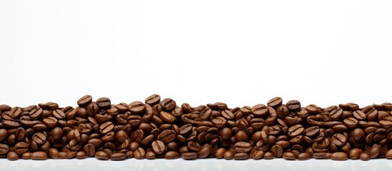 A white background showcases a captivating copy space image of coffee beans inviting the addition of text or other elements