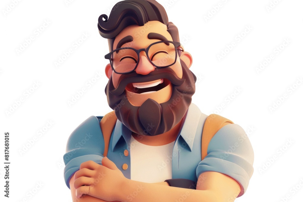 Wall mural A cartoon character wearing glasses and sporting a beard. Suitable for various design projects