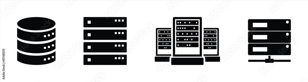 Wall mural data and server icon set. data center vector illustration