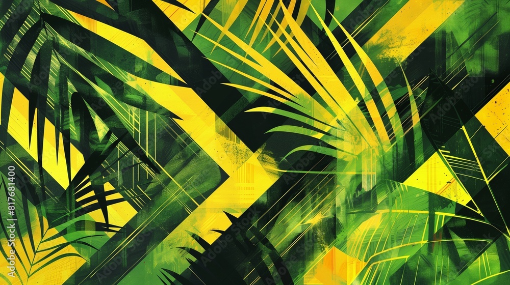 Poster abstract background, tropical paradise with an abstract background featuring geometric patterns in l