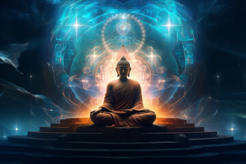 Tantric Meditation. Buddha experiencing a transcendental phase