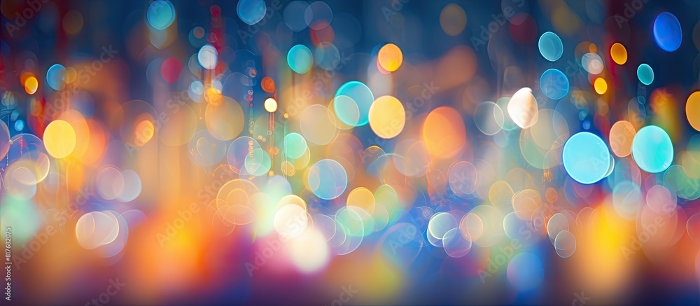 Poster an image with abstract lights creating a bokeh effect as the background. creative banner. copyspace 