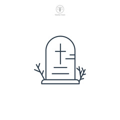 Tombstone Icon Halloween theme symbol vector illustration isolated on white background
