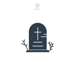 Tombstone Icon Halloween theme symbol vector illustration isolated on white background