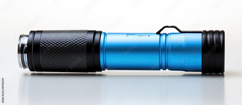 Aufkleber A pocket sized blue flashlight with a white background perfect for illuminating small spaces Copy space image