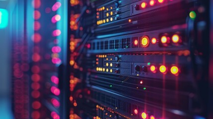 The image shows a data center full of servers.