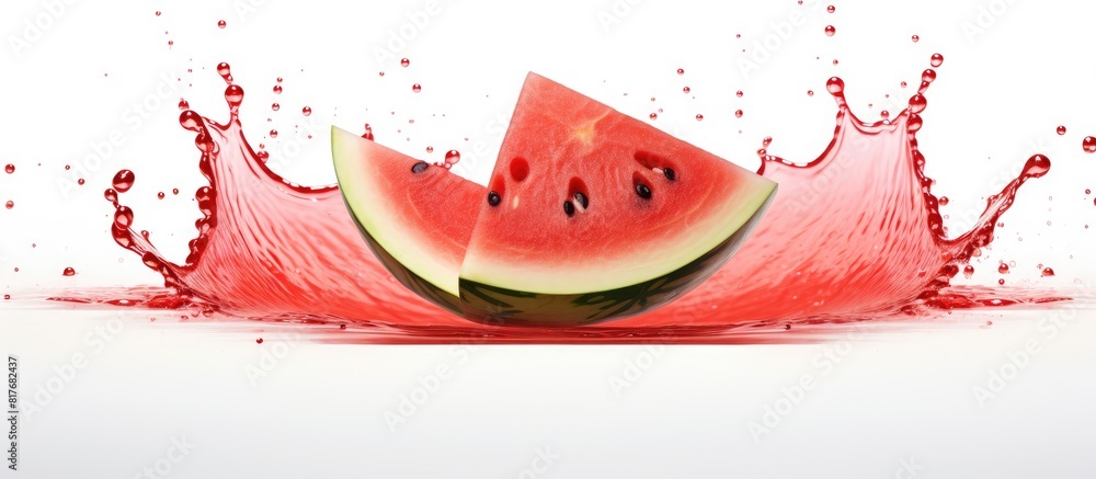Poster text can be added to a white background copy space image featuring sliced watermelon