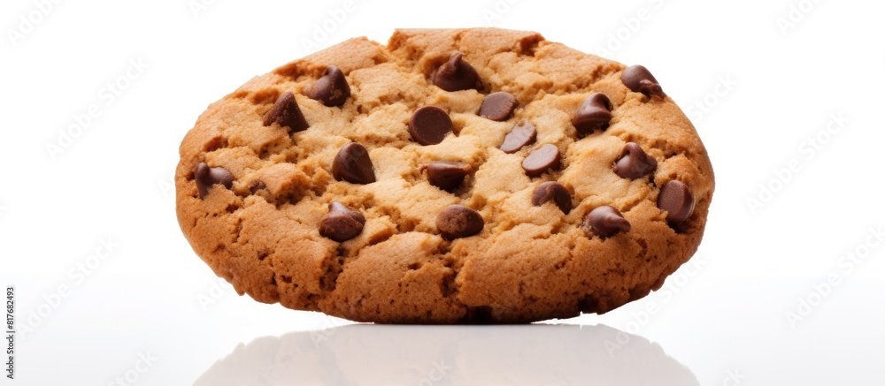 Aufkleber A chocolate chip biscuit displayed on a white background with copy space image