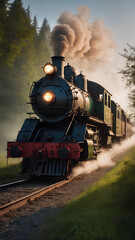 Naklejka premium AI image generate steam train