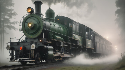Naklejka premium AI image generate steam train