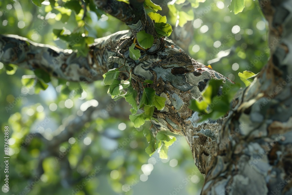 Aufkleber a detailed view of a bird nest in a tree, suitable for nature themes