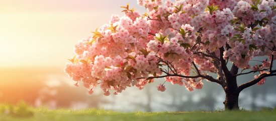 Obraz premium Nature showcases the beauty of spring as blossoms grace an apple tree creating a captivating image with ample copy space 116 characters