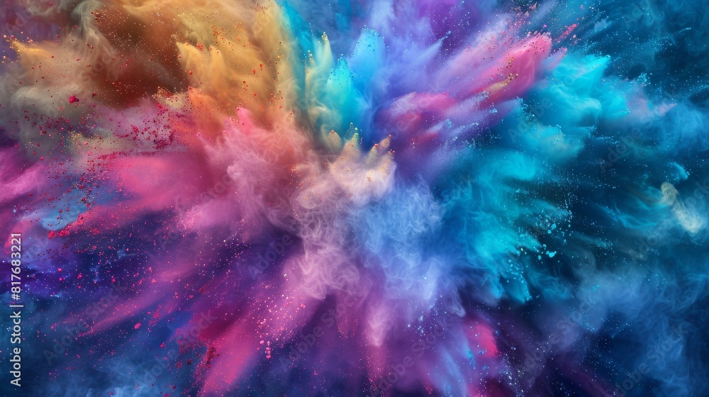 Poster an abstract image depicting vibrant colors blending in a cloud-like formation, mimicking an ethereal