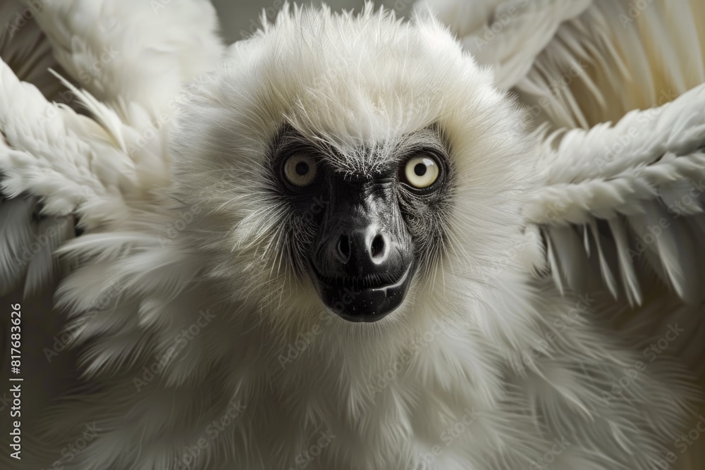 Poster close up of a monkey with wings spread, suitable for various design projects