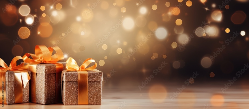 Poster a festive background with copy space for displaying gifts and presents during christmas and new year