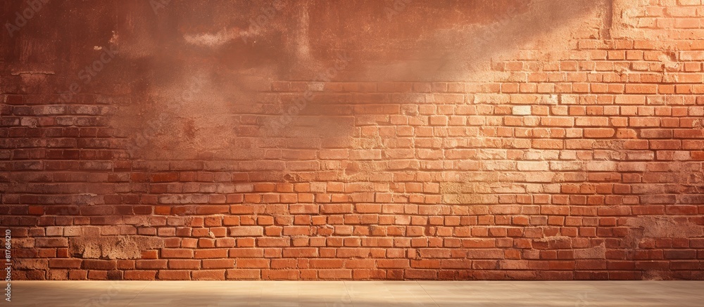 Poster sunlit copy space image with a grunge background of a red brick wall