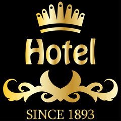 golden emblem hotel logo with crown