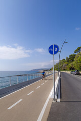Riviera coastal bike path, Liguria, Italy