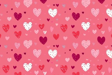 Abstract seamless geometric pattern with hearts in pink colors. Cute background - Valentines day design. Beautiful simple AI generated image in 4K, unique.