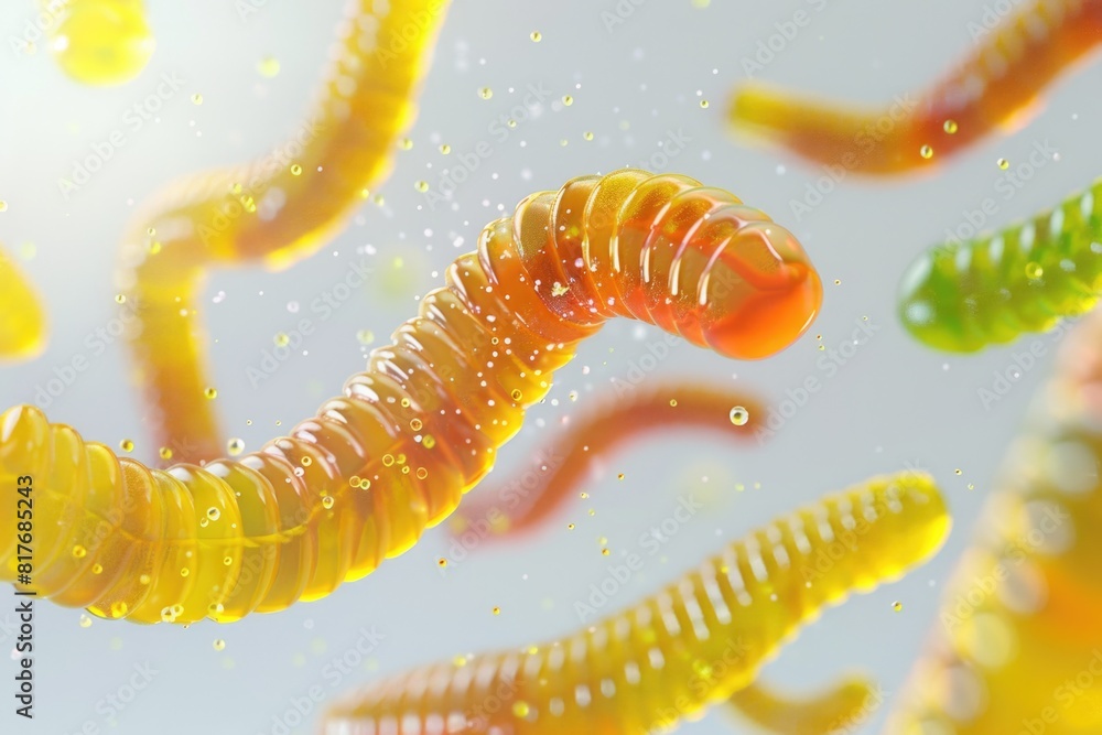 Aufkleber A group of worms floating in the air. Suitable for science or nature concepts