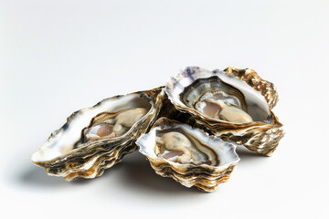 Fresh oysters on a white background. 