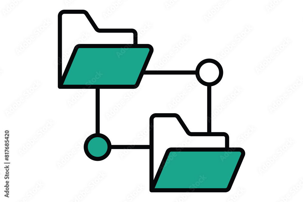 Poster network folder icon. icon related to information technology. flat line icon style. technology elemen