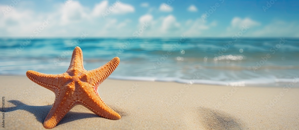 Aufkleber a starfish lies on the sandy beach creating a serene scene with ample copy space image