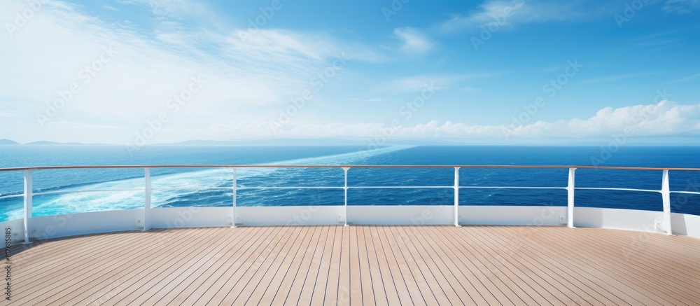 Aufkleber ocean view with copy space image of a cruise ship deck and railing