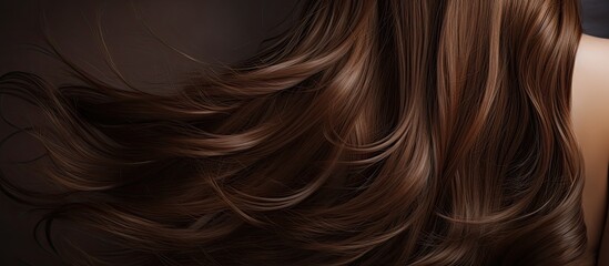 Copy space image of a backdrop with glossy brown hair