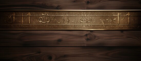 A dark brown and white patterned plank background with gold painted wooden Arabic numerals 5190 creating a copy space image