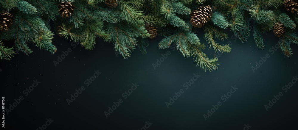 Poster the spruce branches adorned with a vibrant garland create a picturesque scene perfect for a copy spa