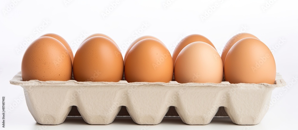 Aufkleber A box of eggs stands alone on a white background creating a perfect copy space image
