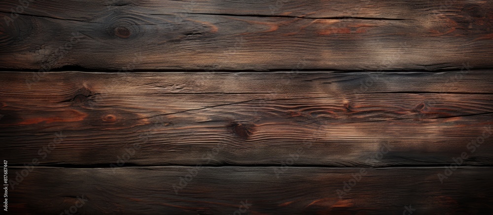 Poster An image of a dark wood texture background with a worn natural pattern providing ample space for copying