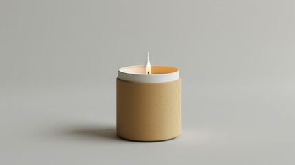 Elegant Tan Candle Mockup with Cylindrical Shape for Spa and Relaxation Copyspace