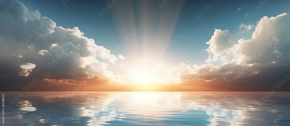 Poster a stunning wallpaper featuring a serene image of the sun s reflection on a water pool surrounded by 