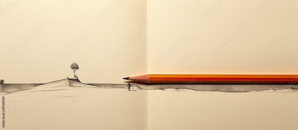 Poster The highlighted area on the top of a notebook page serves as a copy space for text indicated by a pencil pointing towards it