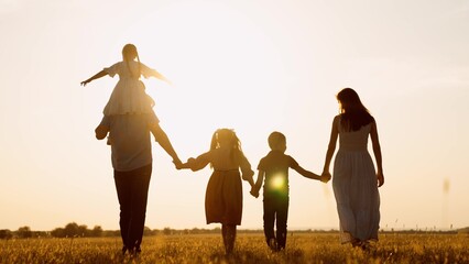 happy family child kid baby together teamwork dream fly children's dream silhouette sunset field park sun father mother, family love evening, sunset adventure family, siblings sunset play, leisurely