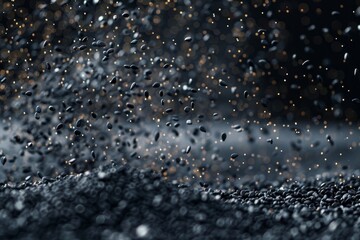 Black sesame seeds in the air abstract cloud splash Material food on black background