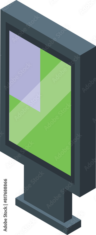 Poster detailed isometric vector illustration of a modern 3d rectangular billboard advertising display with