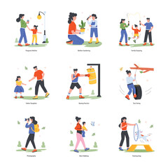 Modern Pack of Outdoor Activities Flat Illustrations  

