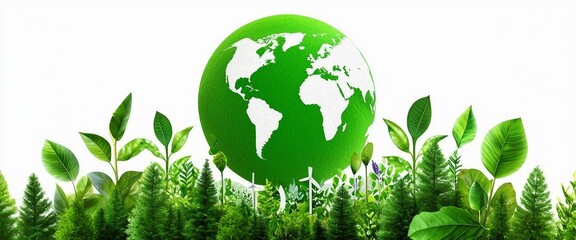 Earth Day Concept: Celebrating World Environment Day on a White Background, Emphasizing the Importance of Environmental Conservation and Sustainability.